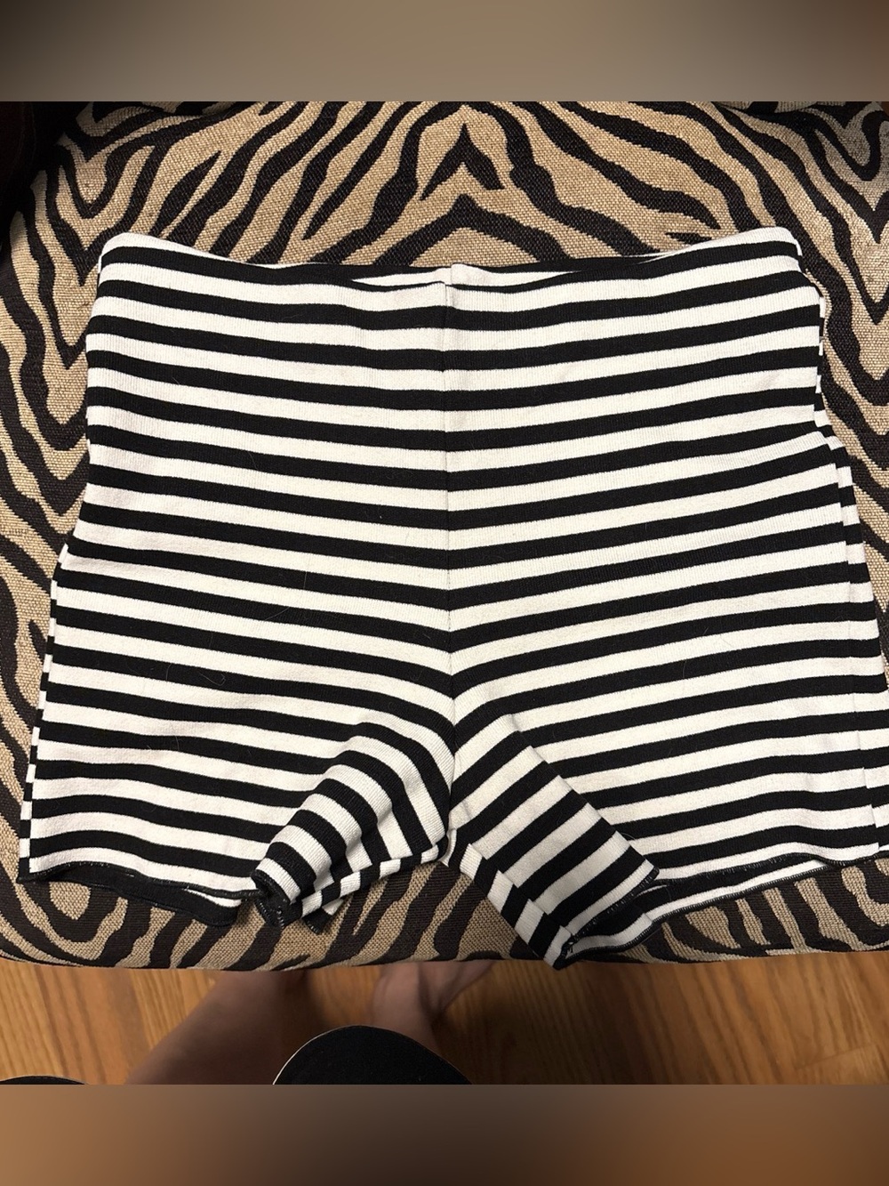 Zara Black and White Striped Shorts